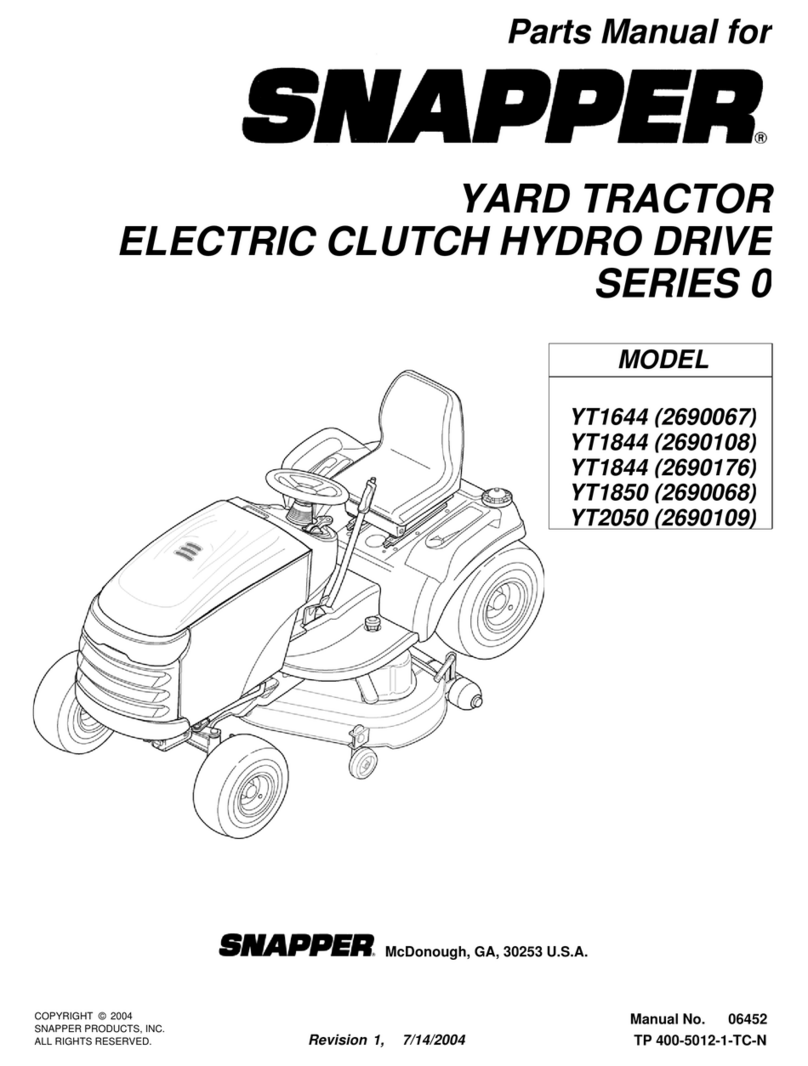 Snapper YT1644, YT1844, YT1844, YT1850 User manual Snapper YT1644, YT1844, YT1844, YT1850 User manual