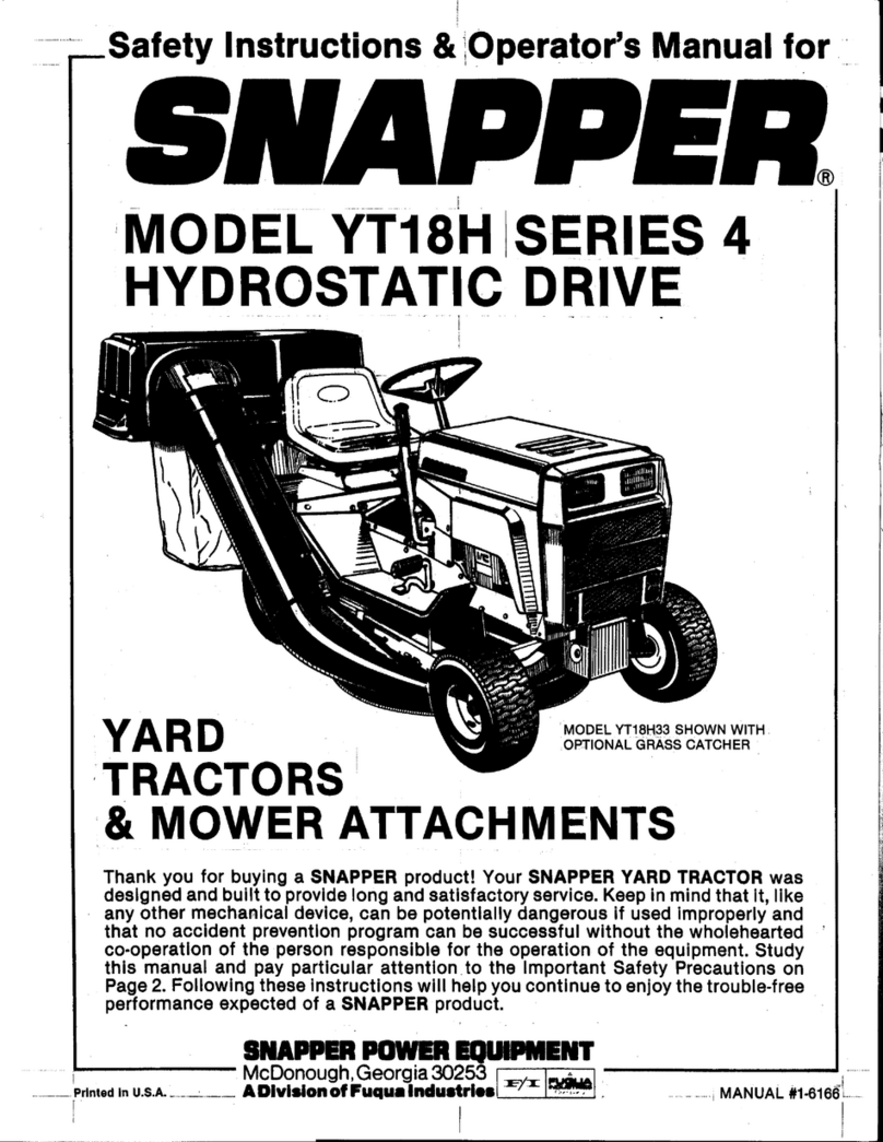 Snapper YT18H Operation and maintenance manual