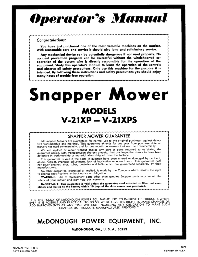 Snapper V-21XP User manual Snapper V-21XP User manual