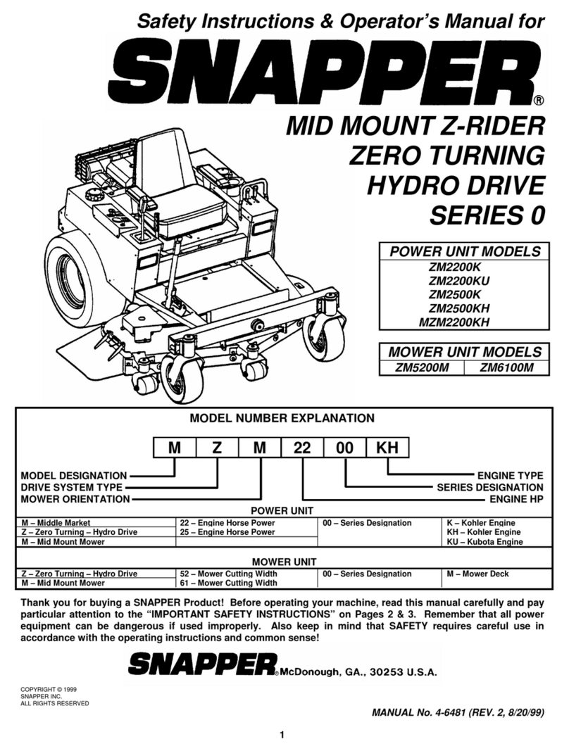 Snapper Z-RIDER ZM2200K Safety instructions & operator's manual