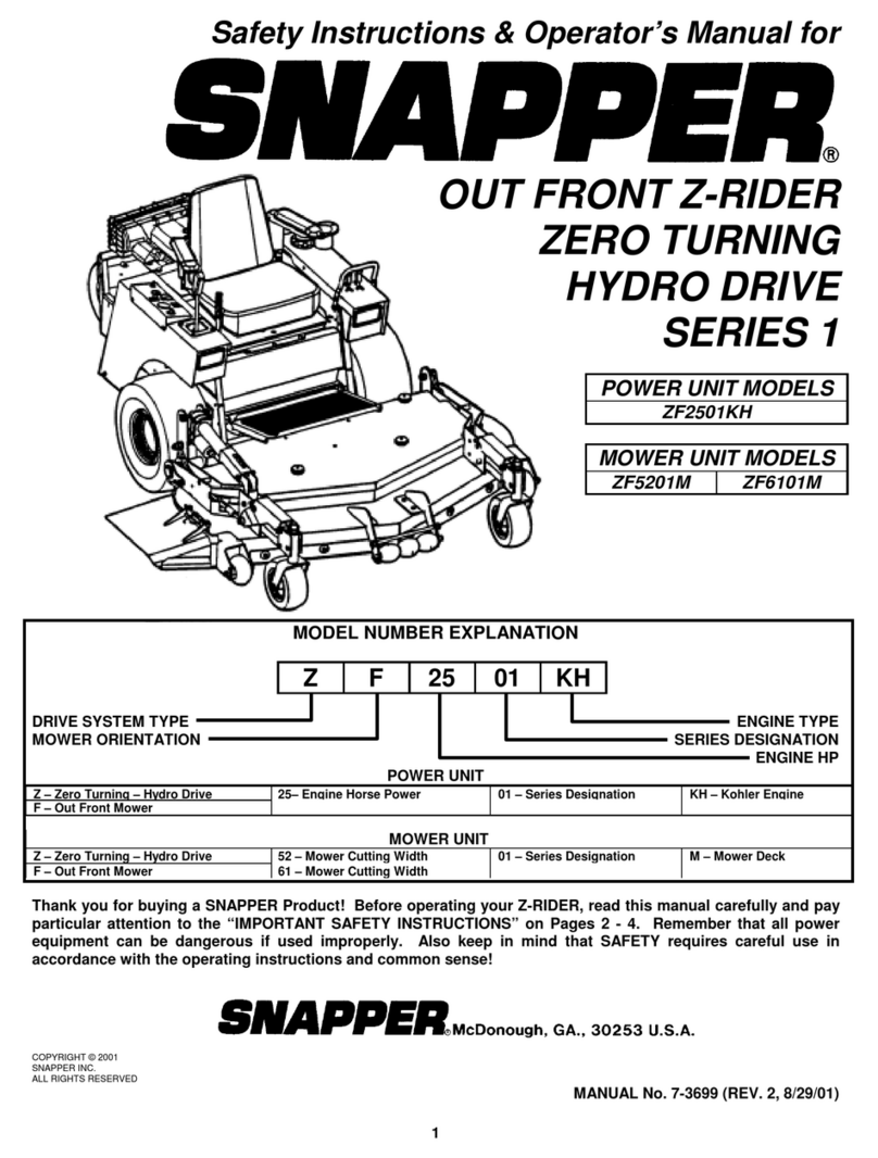 Snapper ZF2501KH, ZF5201M, ZF6101M Operation and maintenance manual Snapper ZF2501KH, ZF5201M, ZF6101M Operation and maintenance manual