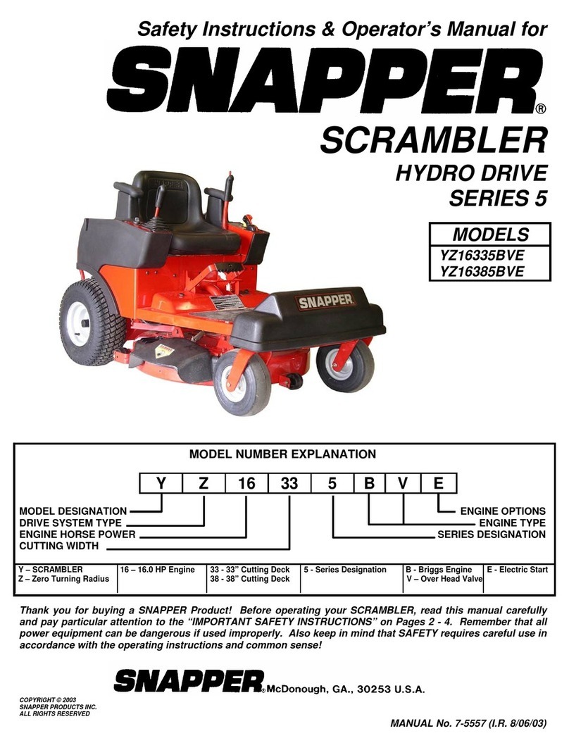 Snapper SCRAMBLER YZ16335BVE Safety instructions & operator's manual