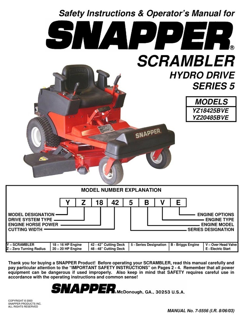 Snapper SCRAMBLER YZ18425BVE Operation and maintenance manual Snapper SCRAMBLER YZ18425BVE Operation and maintenance manual