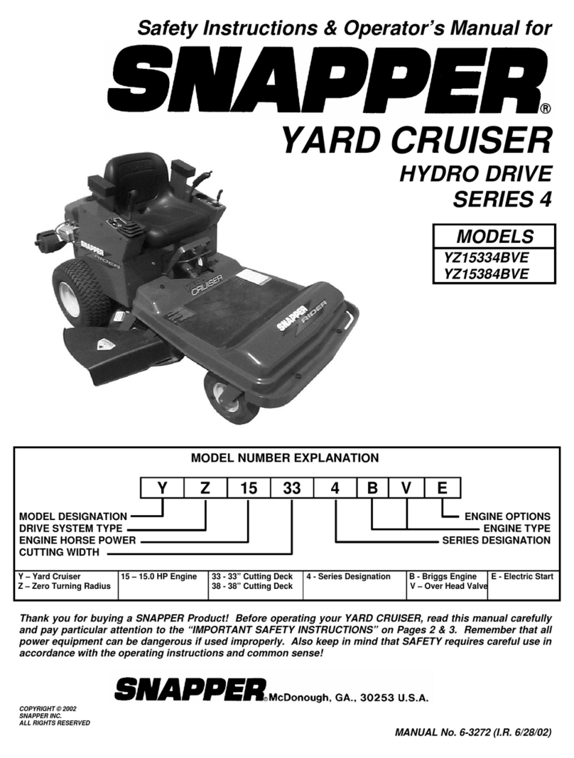 Snapper YARD CRUISER YZ15384BVE Operation and maintenance manual Snapper YARD CRUISER YZ15384BVE Operation and maintenance manual