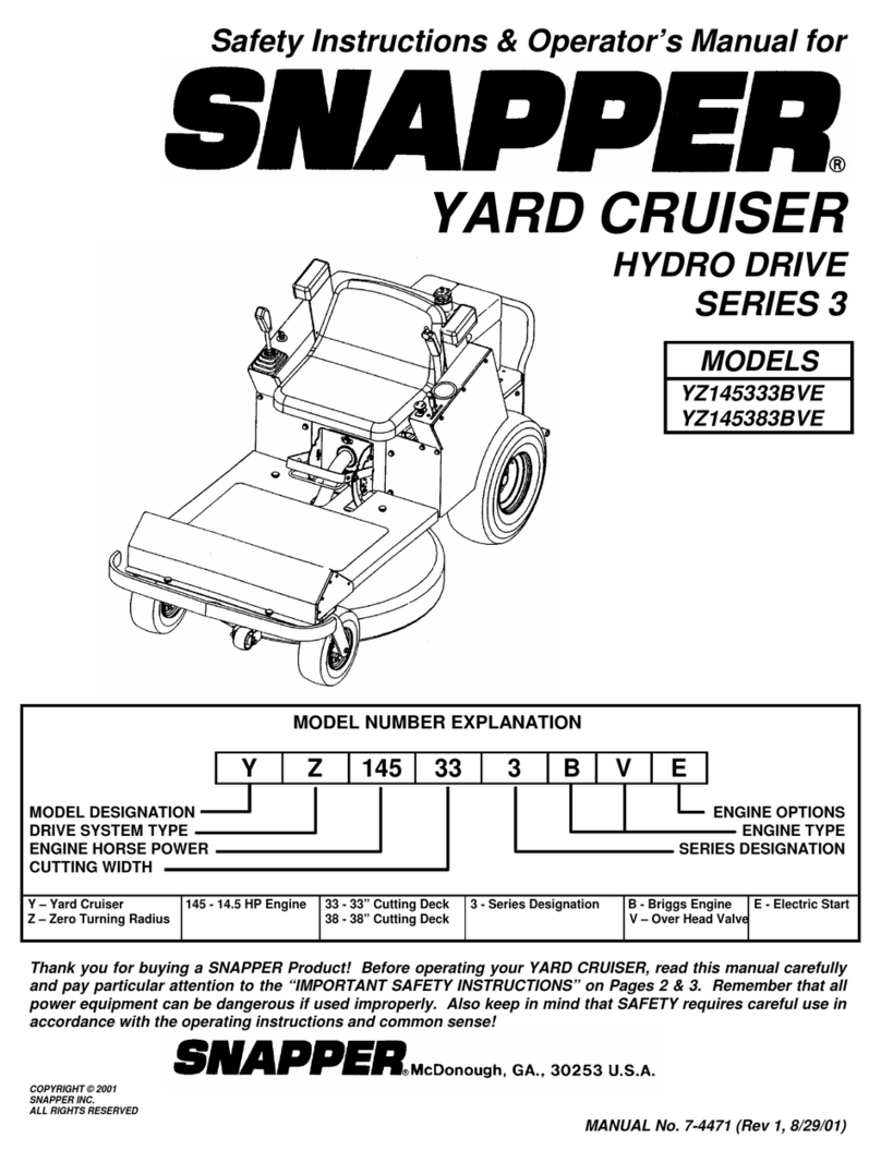 Snapper YARD CRUISER YZ145333BVE Operation and maintenance manual