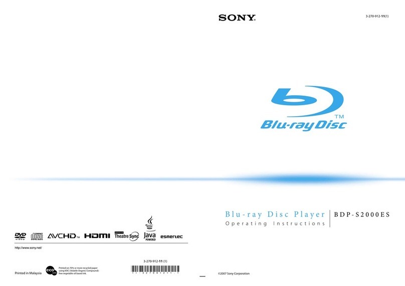 Sony BDPS2000ES - ES 1080p Blu-ray Disc Player operating instructions