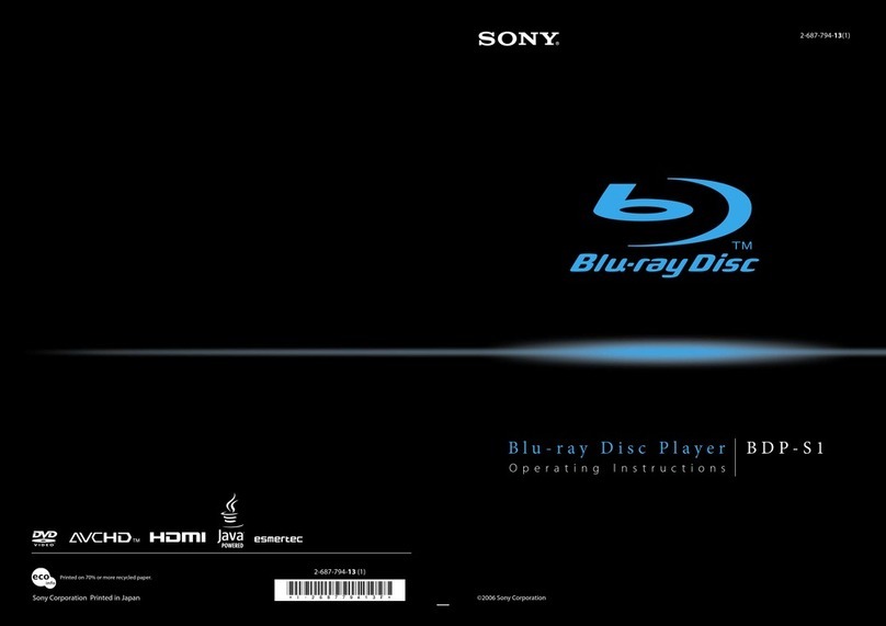 Sony BDP-S1 - Blu-ray Disc™ Player operating instructions