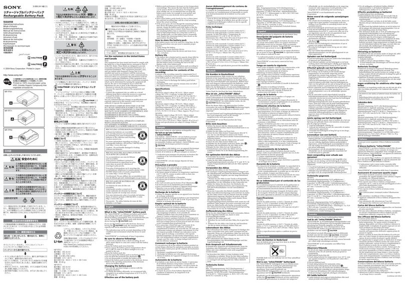 Sony Rechargeable Battery Pack operating instructions