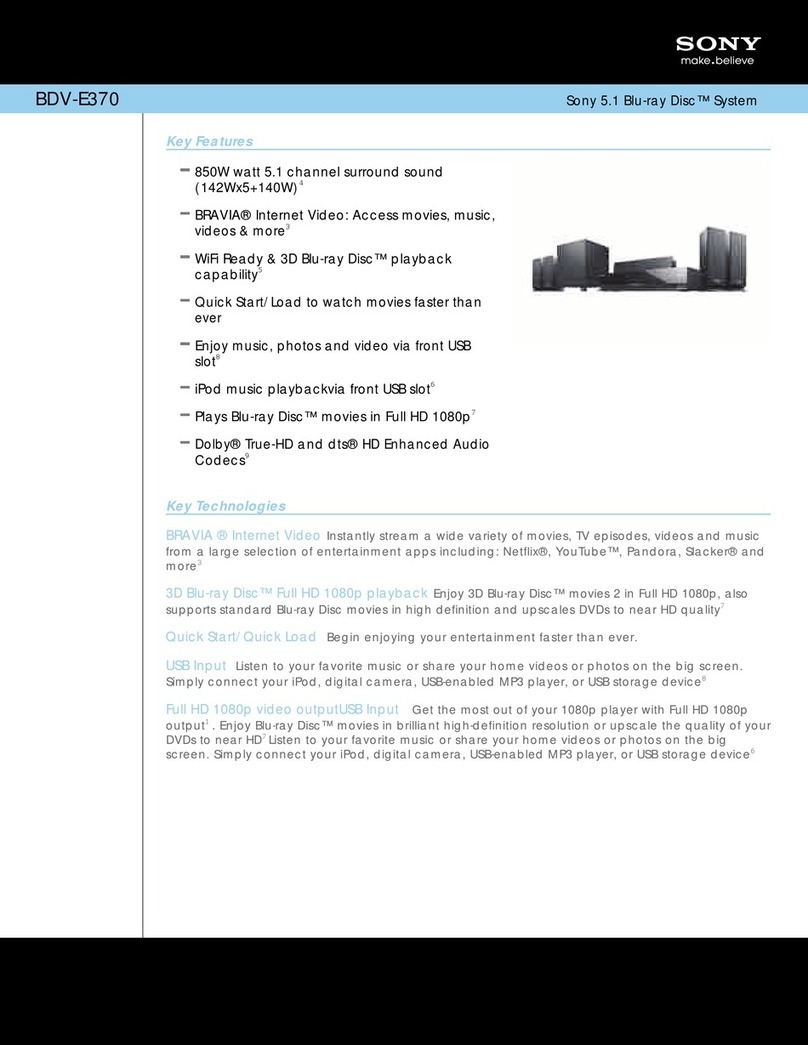 Sony BRAVIA BDV-E370 User manual