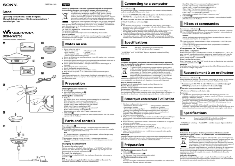 Sony BCR-NWS700 operating instructions