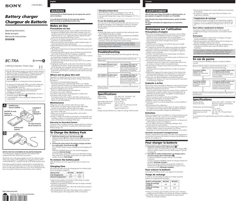 Sony BC-TRA operating instructions