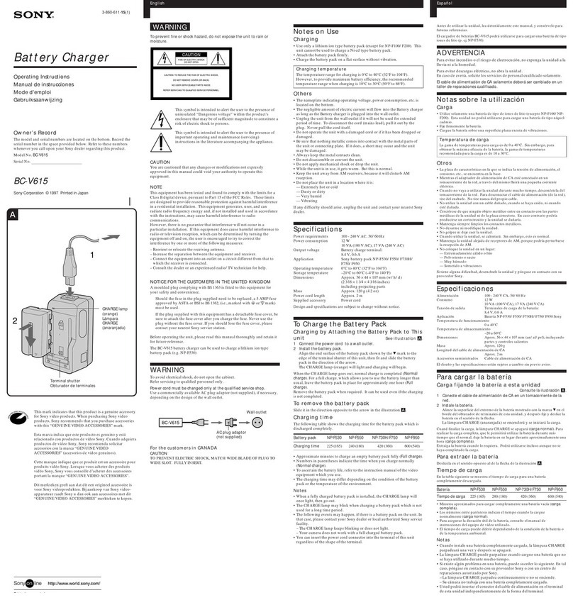 Sony BC V615 Instruction Manual