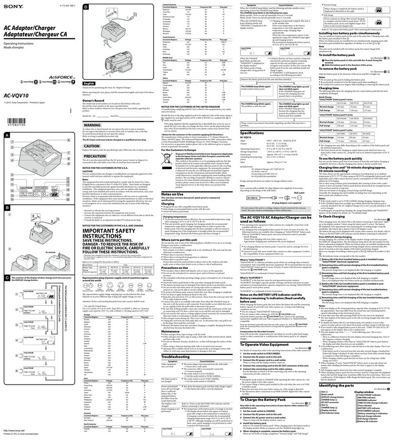 Sony AC-VQV10 operating instructions Sony AC-VQV10 operating instructions