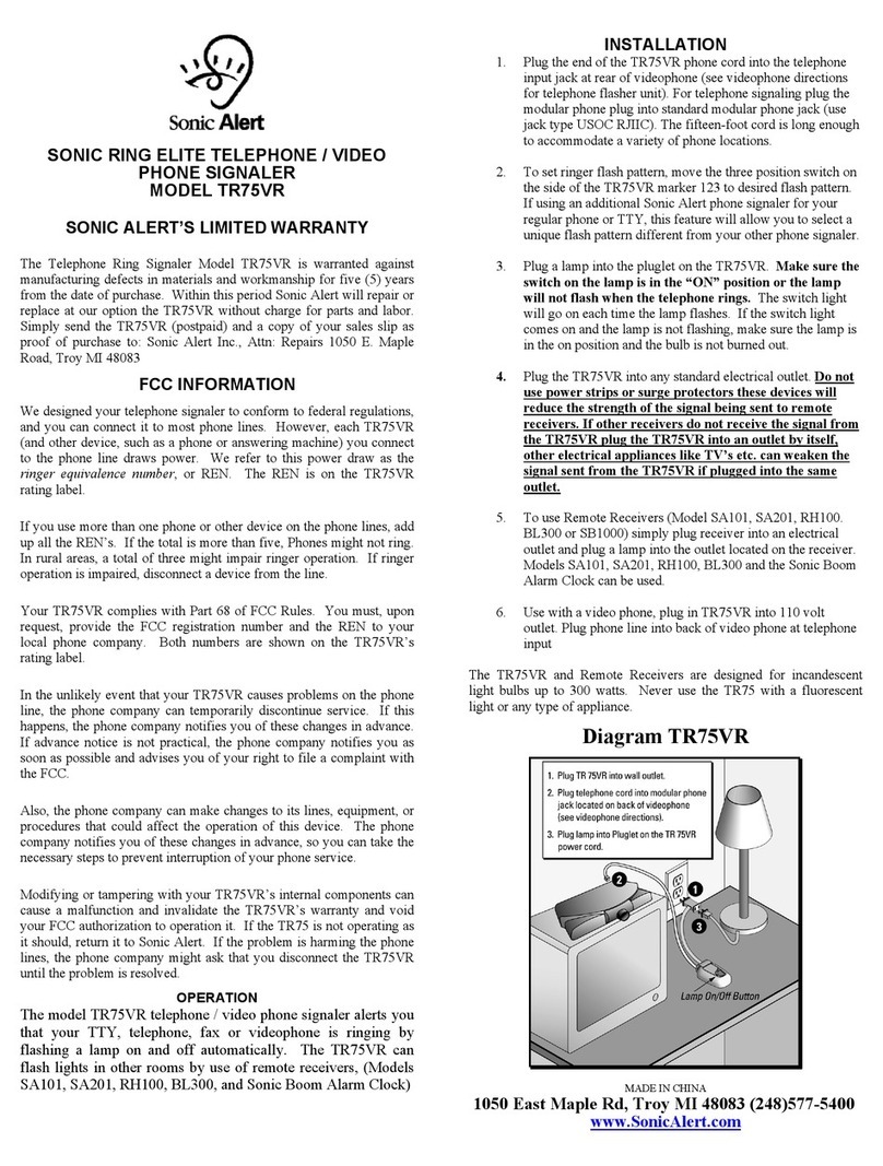 Sonic Alert TR75VR user manual