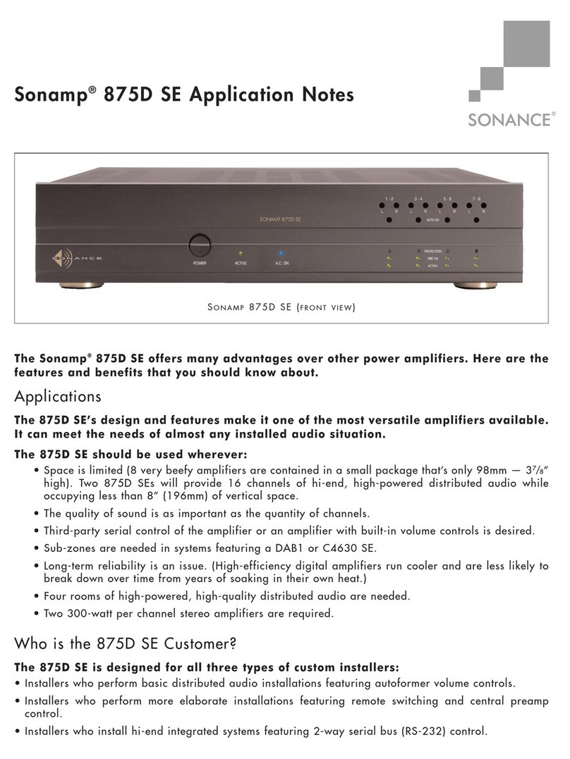Sonance Sonamp 875D SE Installation and operating instructions