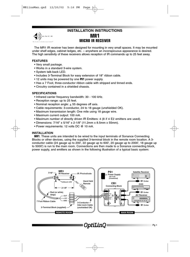 Sonance Micro IR Receiver MR1 installation instructions Sonance Micro IR Receiver MR1 installation instructions