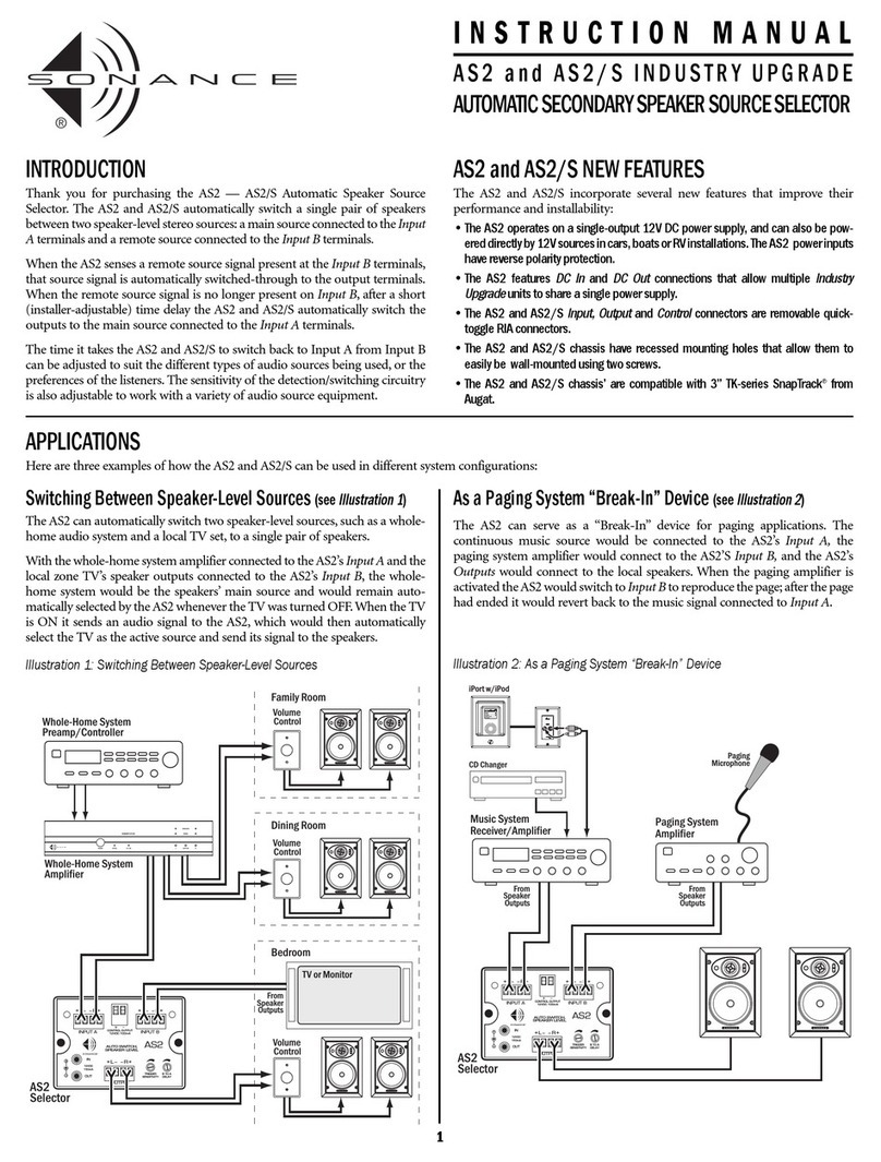 Sonance Automatic Speaker Level Source Selector AS2 User manual
