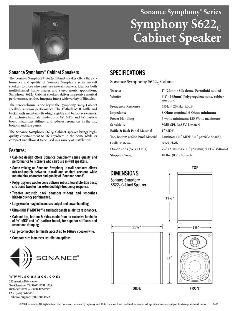 Sonance Symphony S622C Specification sheet