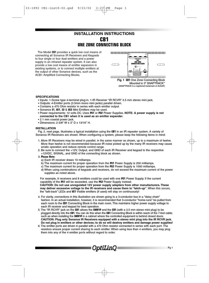 Sonance One Zone Connecting Block CB1 installation instructions