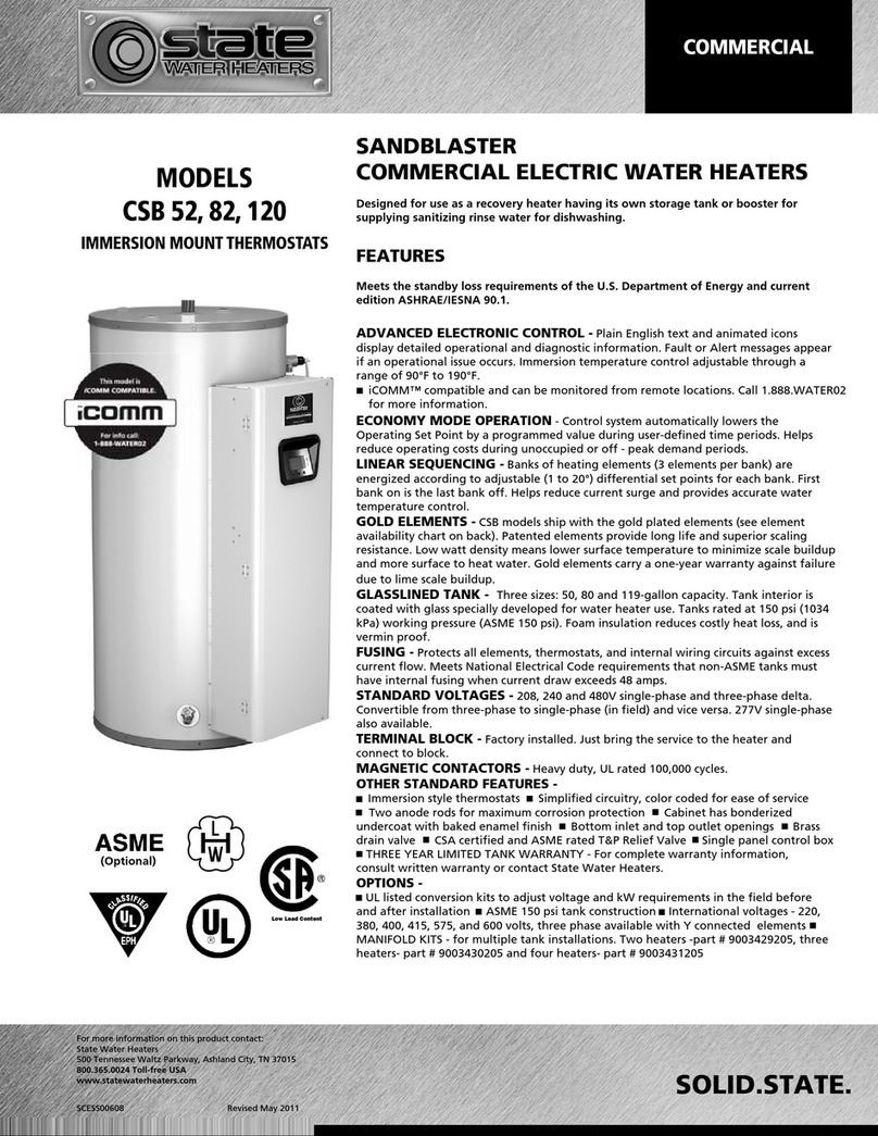 State Water Heaters SANDBLASTER CSB 120 User manual