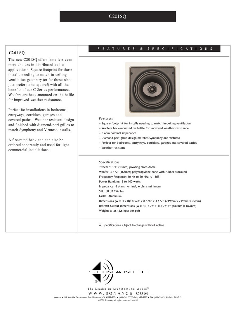 Sonance C201SQ Specification sheet