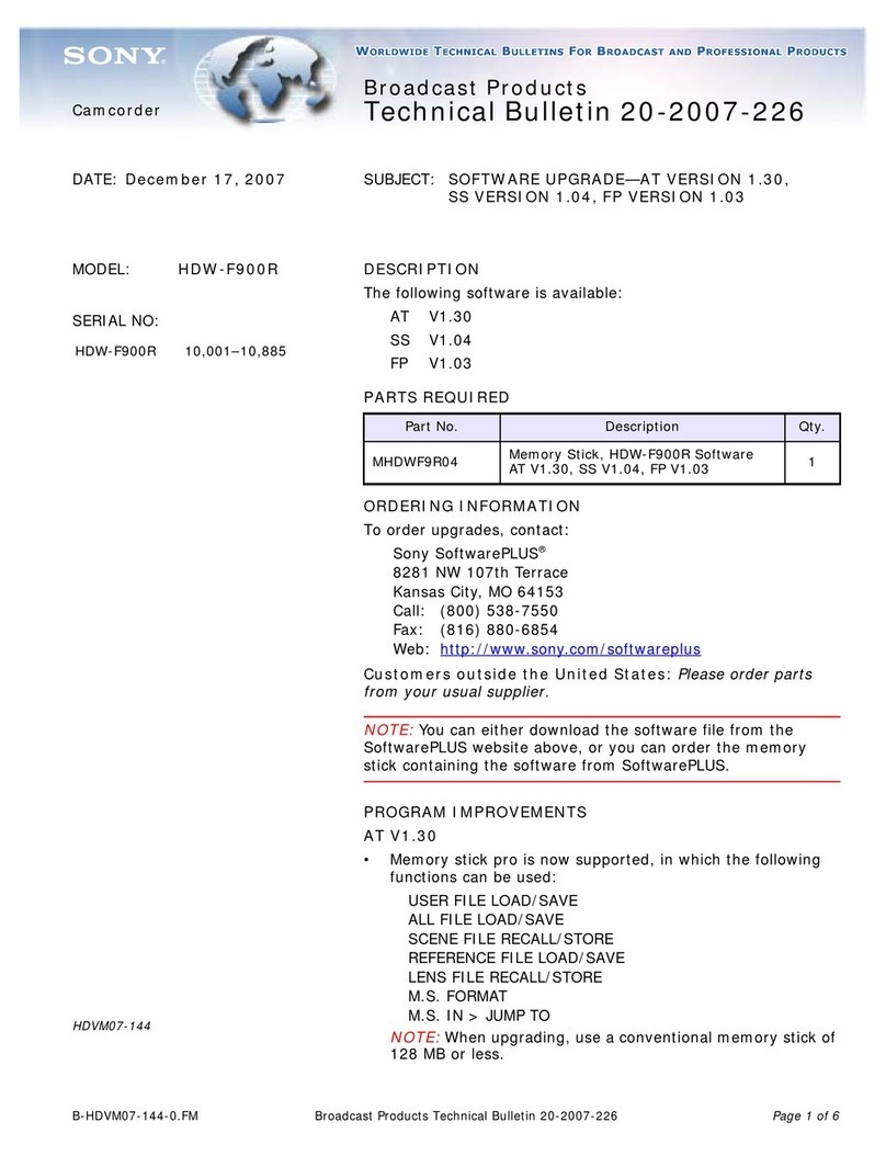 Sony CineAlta HDCAM HDW-F900R Technical bulletin