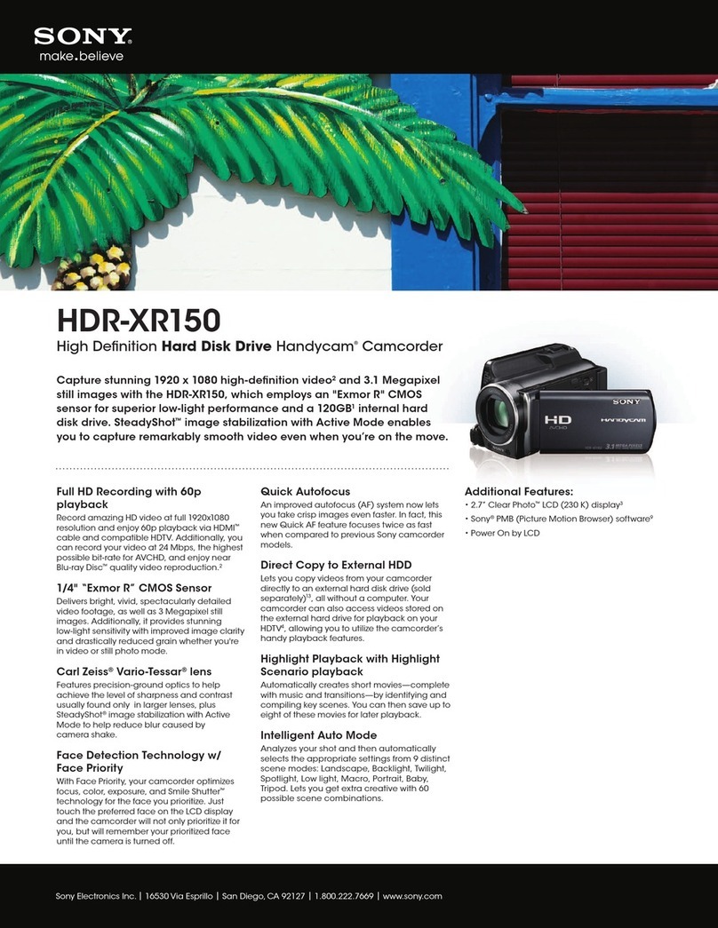 Sony HDR-XR150 Correction (operating guide) User manual