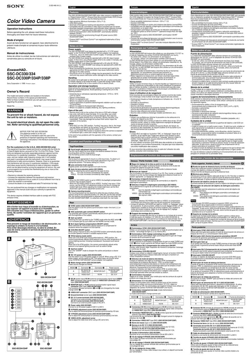 Sony ExwaveHAD SSC-DC330 operating instructions Sony ExwaveHAD SSC-DC330 operating instructions