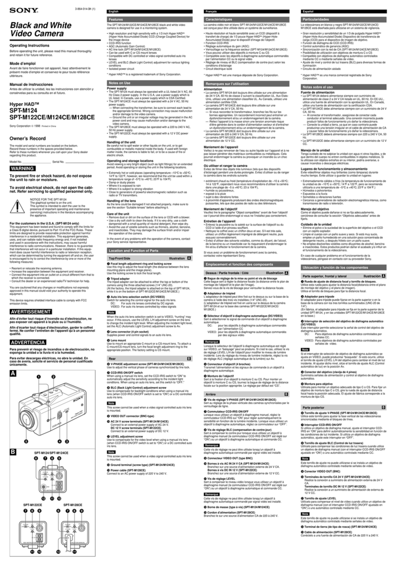 Sony Hyper HAD SPT-M124 User manual