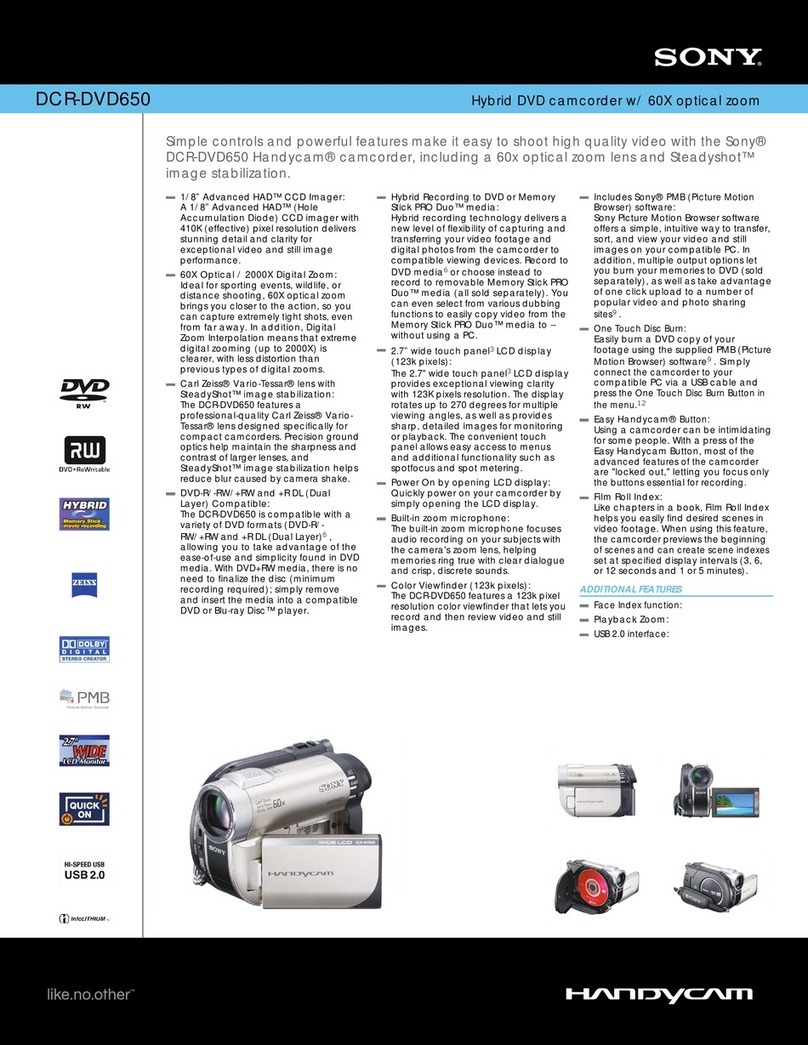 Sony DCR-DVD650 - Hybrid Dvd Camcorder Specifications