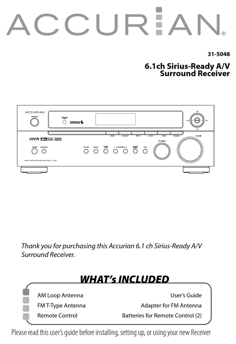 Accurian ACCURIAN 6.1ch Sirius-Ready A/V Surround... user guide