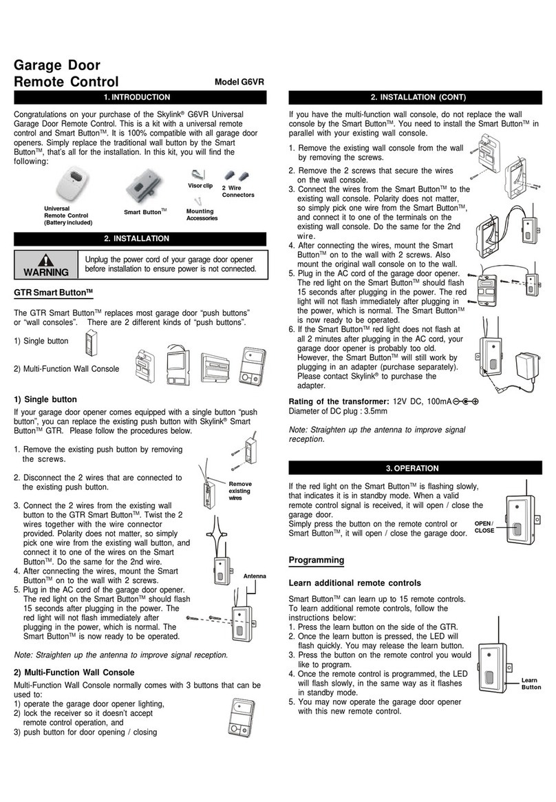SkyLink GTR SMART BUTTON G6VR User manual