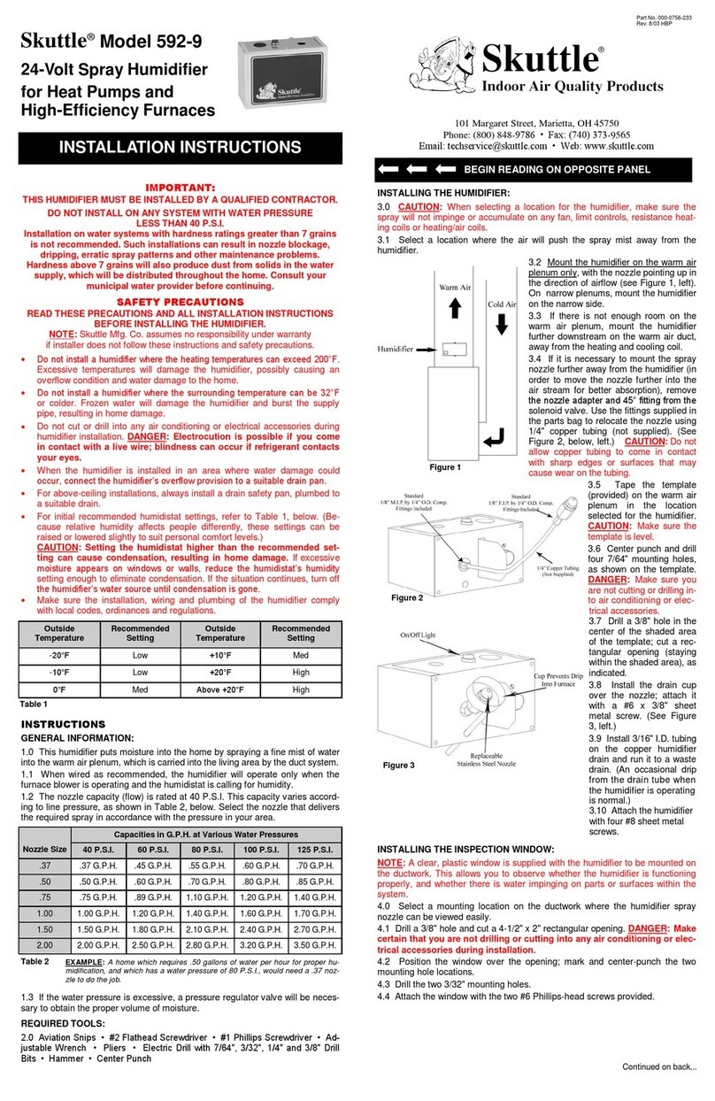 Skuttle Indoor Air Quality Products 592-9 installation instructions Skuttle Indoor Air Quality Products 592-9 installation instructions