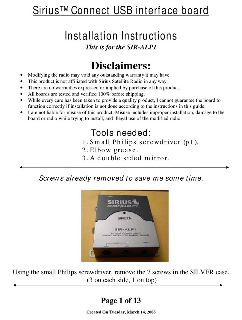 Sirius Satellite Radio SIR-ALP1 installation instructions