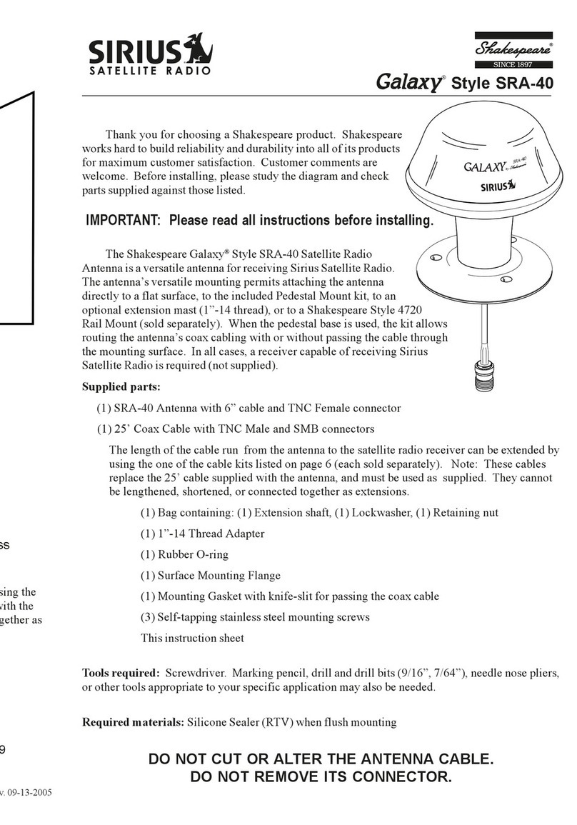 Sirius Satellite Radio Shakespeare Galaxy SRA-40 owner's manual