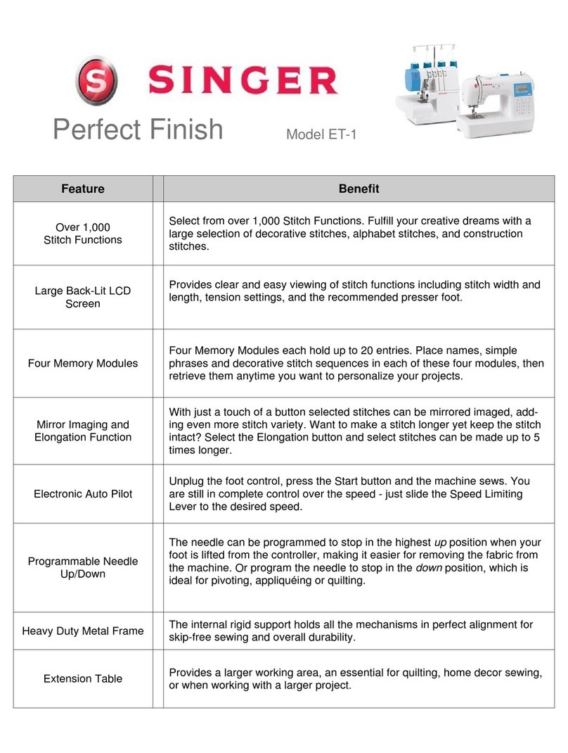 Singer PERFECT FINISH ET-1 features and benefits