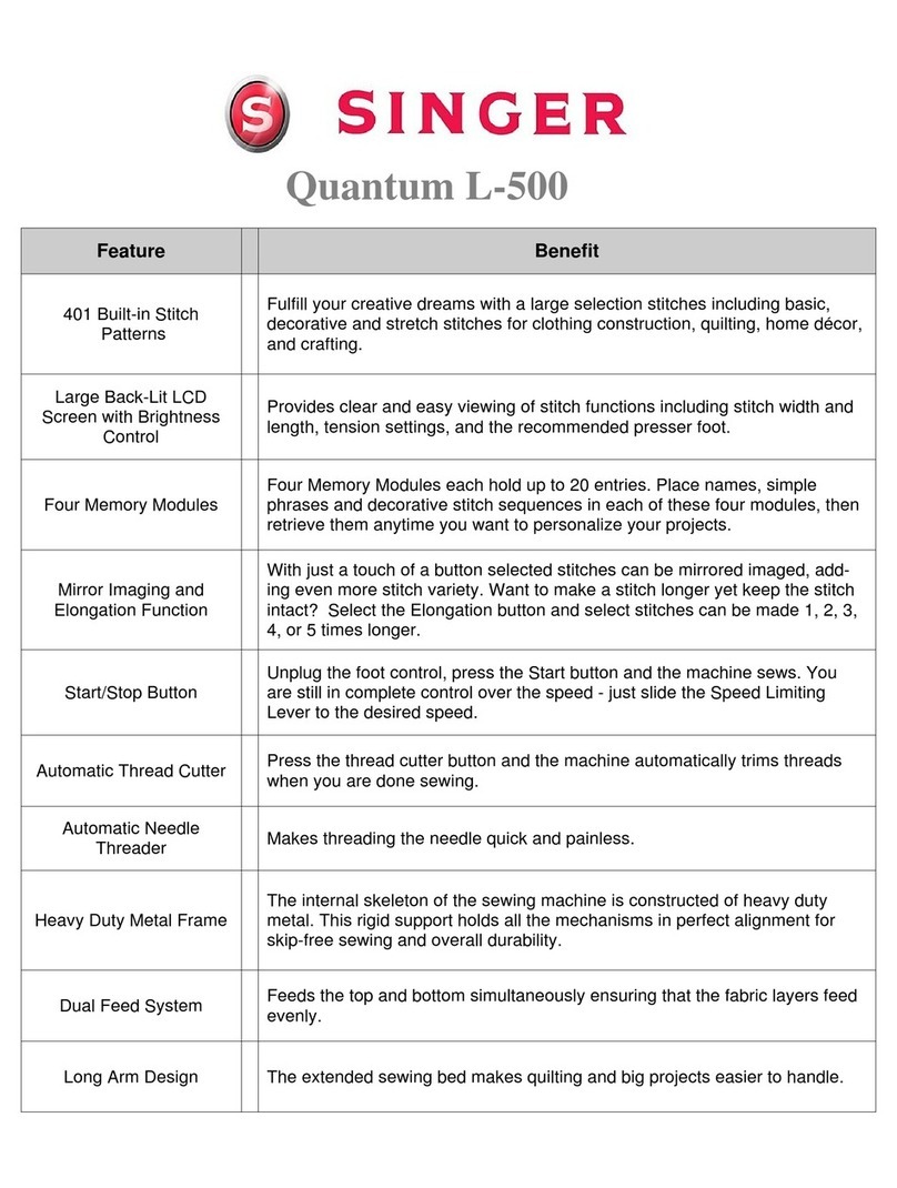 Singer QUANTUM L-500 features and benefits