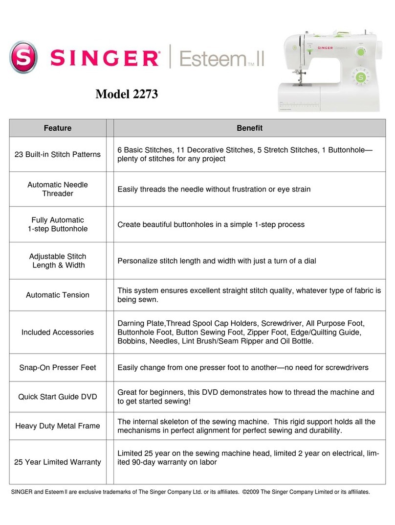 Singer Esteem ll 2273 User manual Singer Esteem ll 2273 User manual