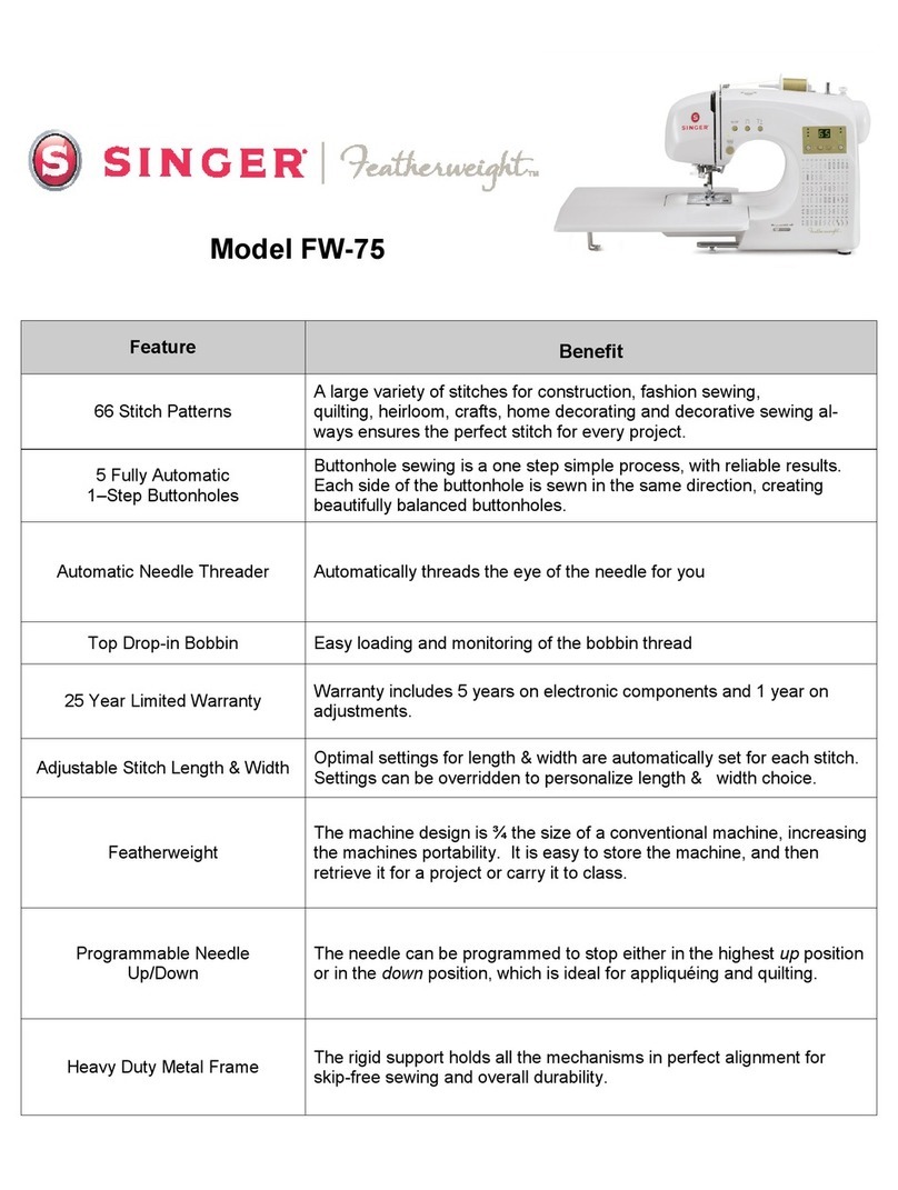 Singer FEATHERWEIGHT FW-75 datasheet