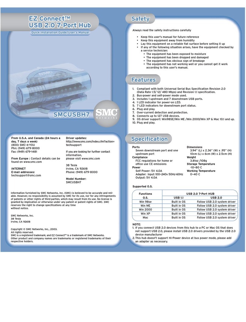 SMC Networks EZ Connect USB 2.0 7-Port Hub MCUSBH7 User manual
