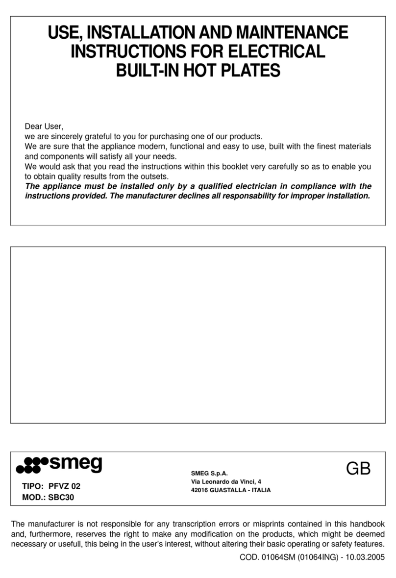 Smeg SBC30 Use, installation and maintenance instructions Smeg SBC30 Use, installation and maintenance instructions