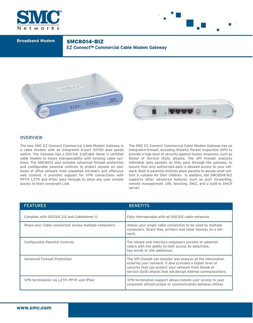SMC Networks EZ Connect Commercial Cable Modem Gateway... Technical specifications