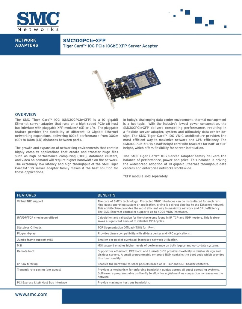 SMC Networks Tiger Card SMC10GPCIE-XFP Brochure & specs
