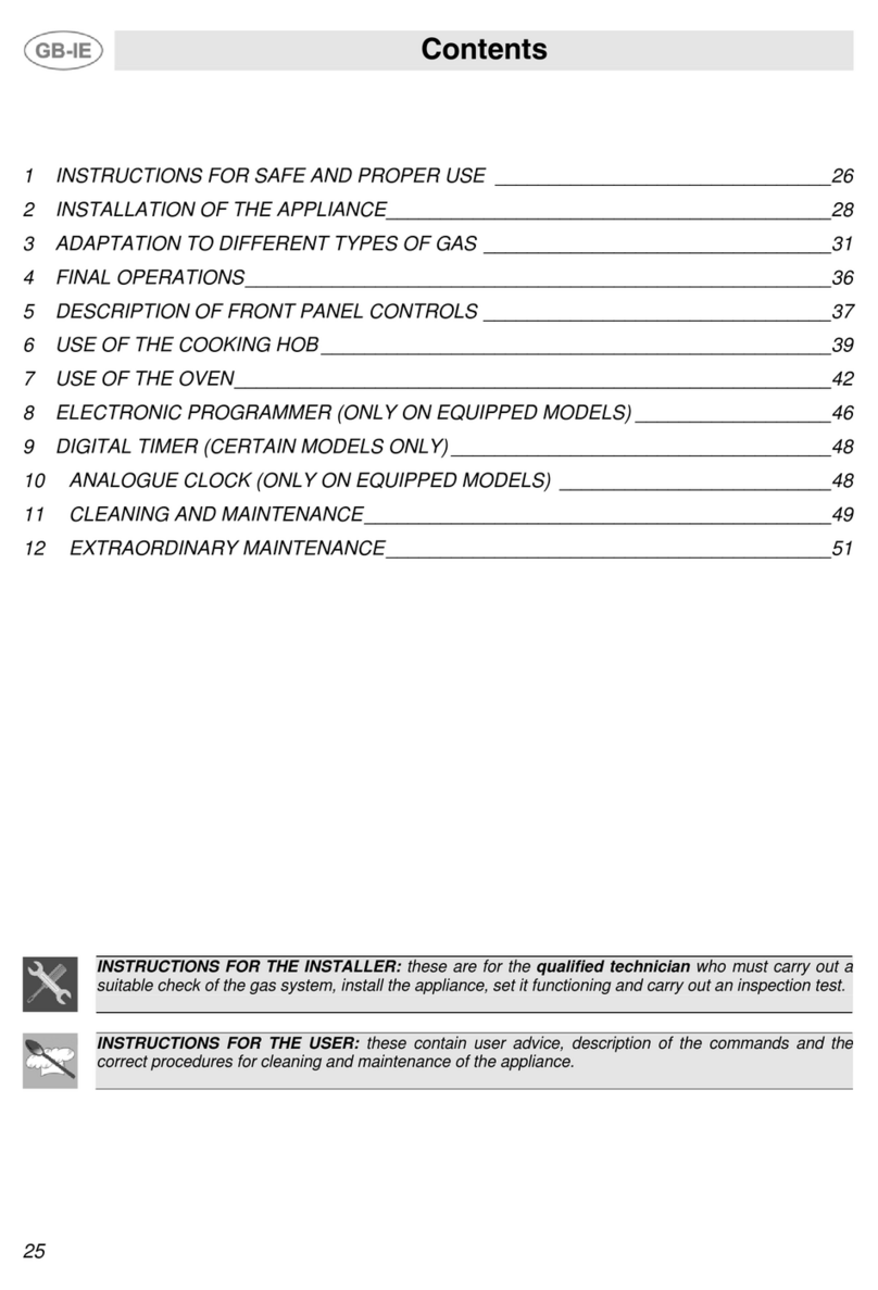 Smeg JGB92XD1W Instructions for installation and use Smeg JGB92XD1W Instructions for installation and use