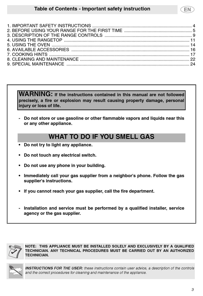 Smeg Freestanding Gas Range C6GGXU User manual Smeg Freestanding Gas Range C6GGXU User manual