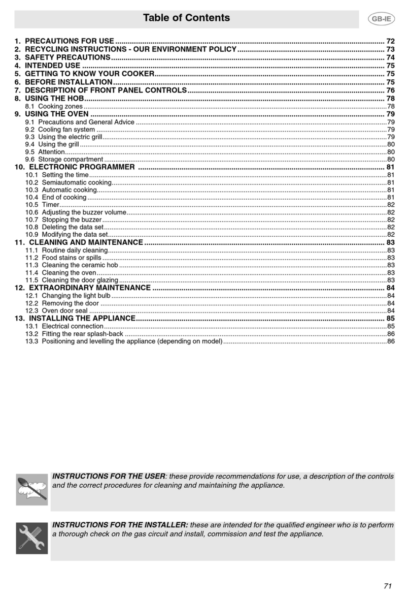 Smeg B70CMSX5 Instructions for installation and use