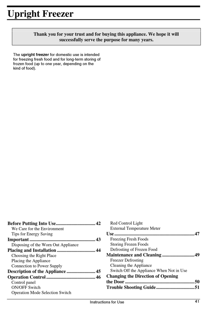 Smeg Upright Freezer CV33B Instructions for use