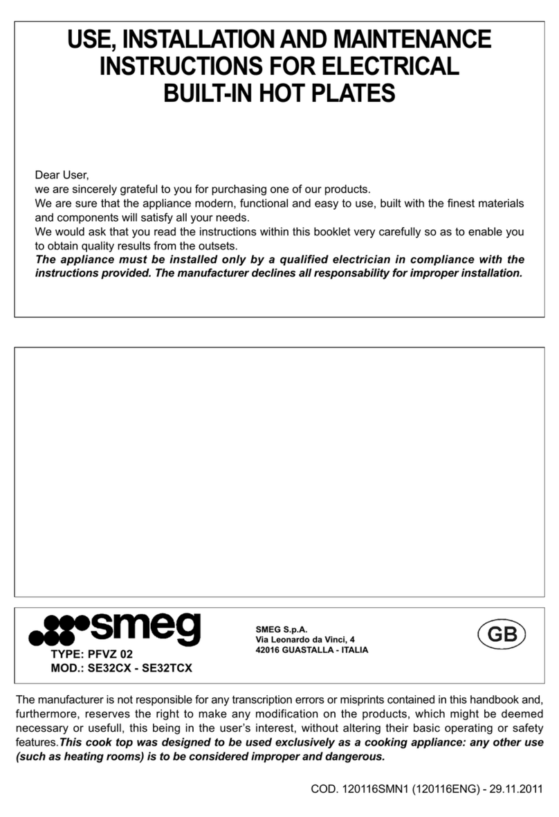 Smeg SE32CX Use, installation and maintenance instructions Smeg SE32CX Use, installation and maintenance instructions