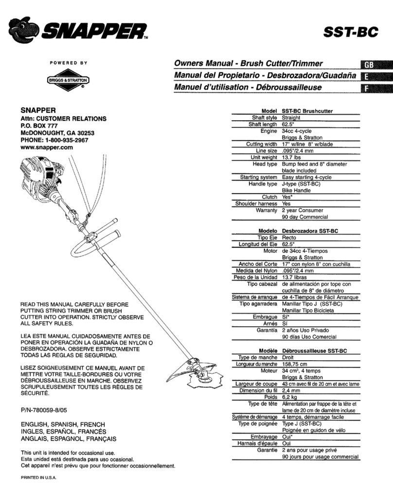 Snapper SST-BC owner's manual