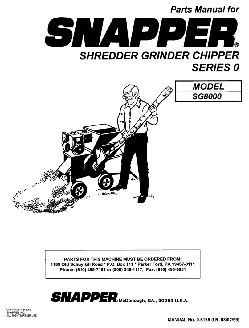 Snapper GRINDER SG 8000 parts manual